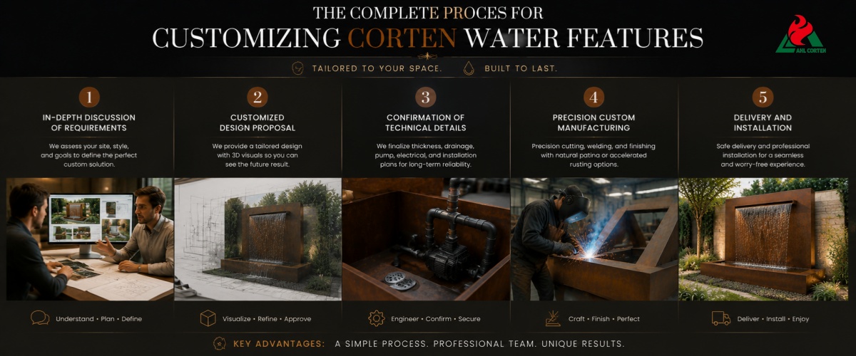 The Complete Process for Customizing Corten Water Features
